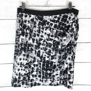 BCBGMaxAzria Black & White Leopard Print Wrap Mini Skirt